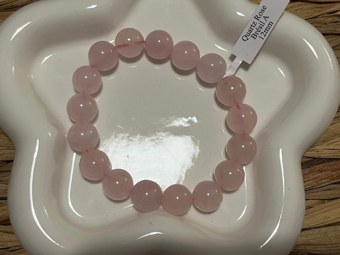Bracelet quartz rose A Madagascar (boule 12mm)