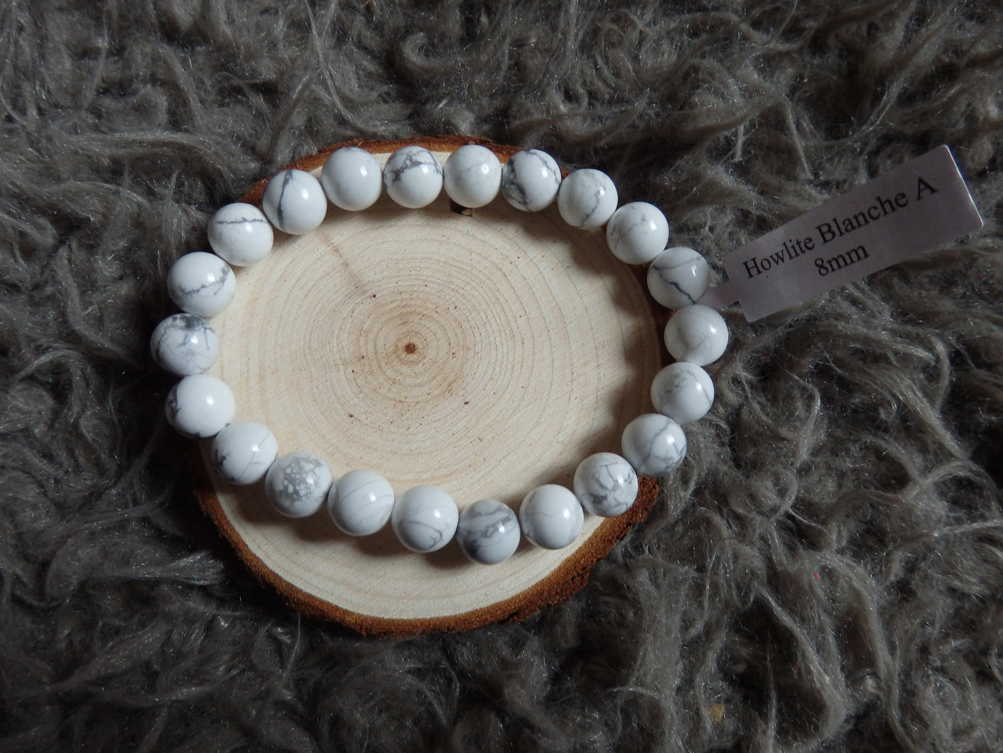 Bracelet howlite blanche A (boule 08 mm)