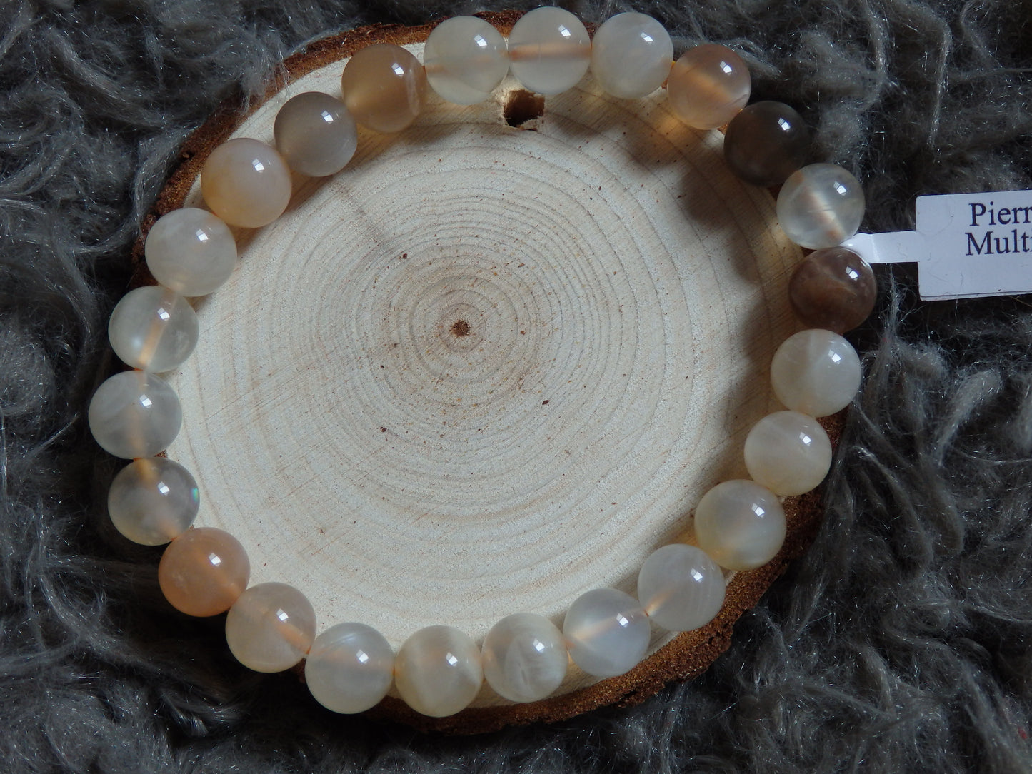 Bracelet pierre de lune multicolore A+ (boules 08mm)