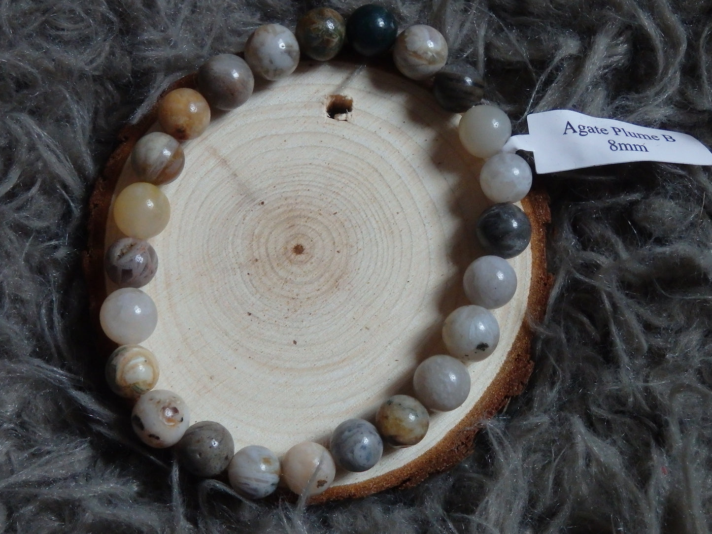 Bracelet agate plume (boule 08 mm)