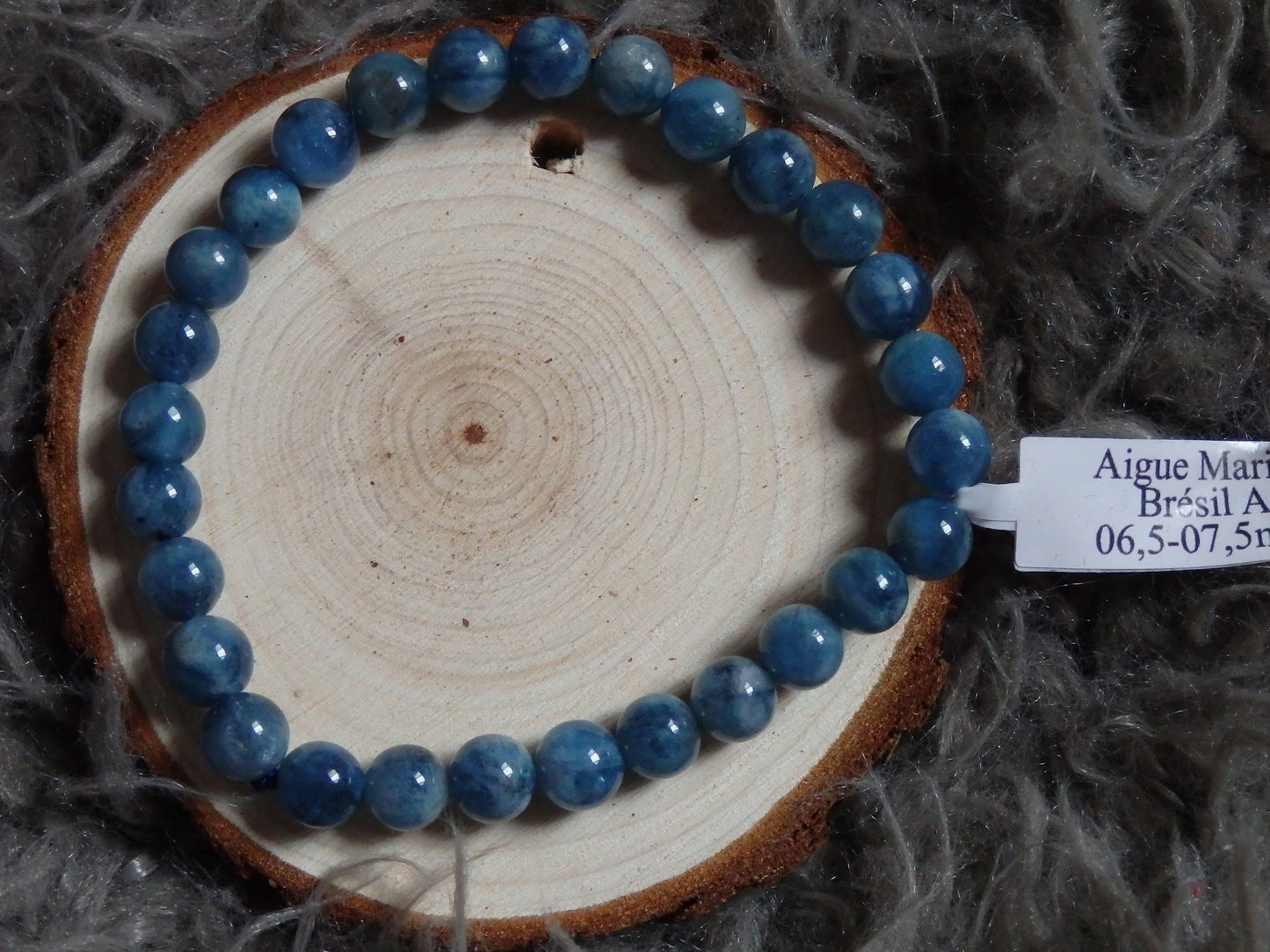 Bracelet aigue marine Brésil A (boules 06.5-07.5 mm)