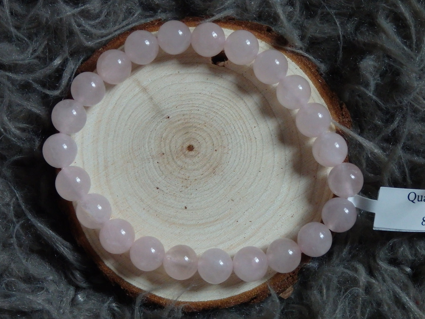 Bracelet quartz rose A Madagascar (boule 08mm)